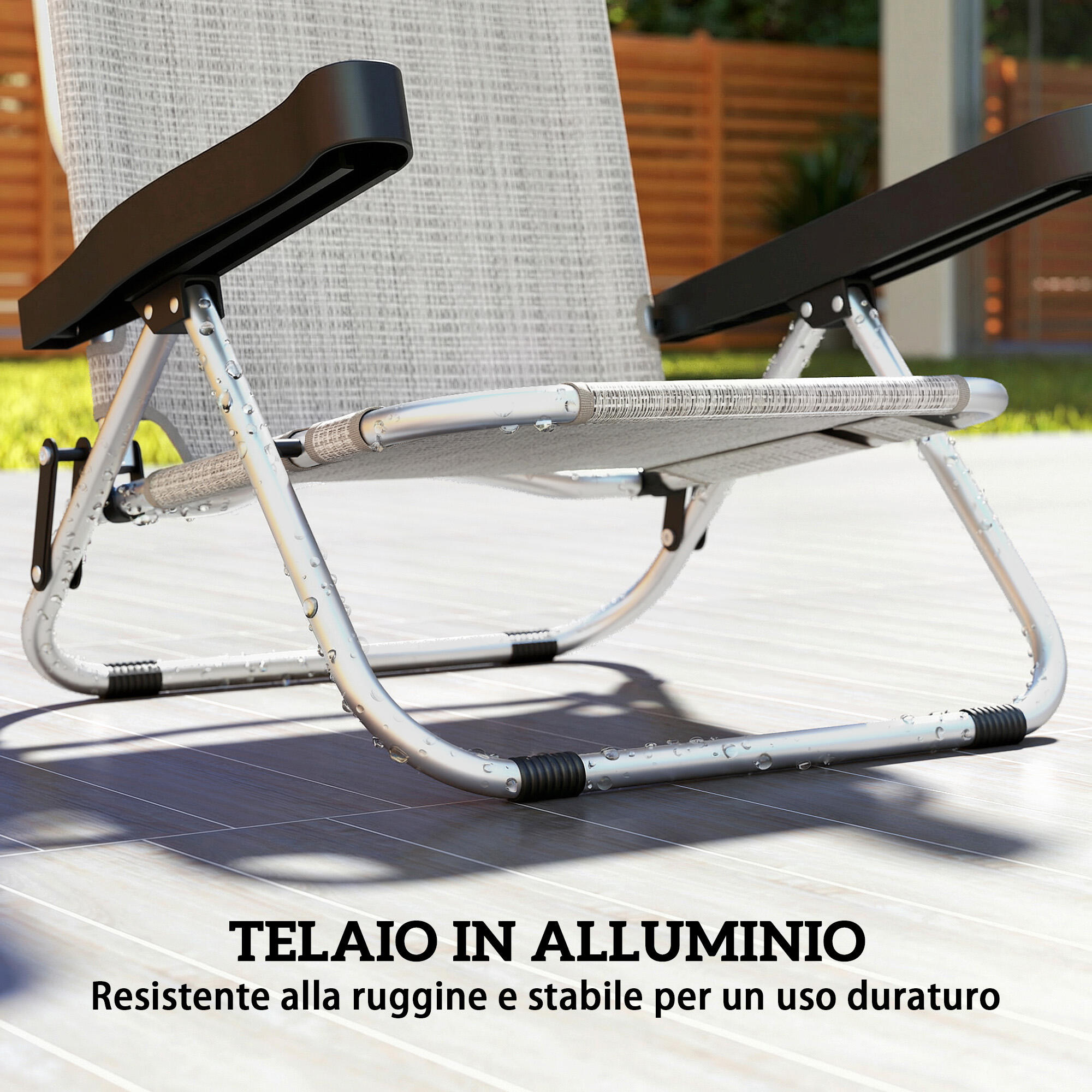 Outsunny Set di 2 Sedie a Sdraio Pieghevoli, Reclinabili in Alluminio 7/7
