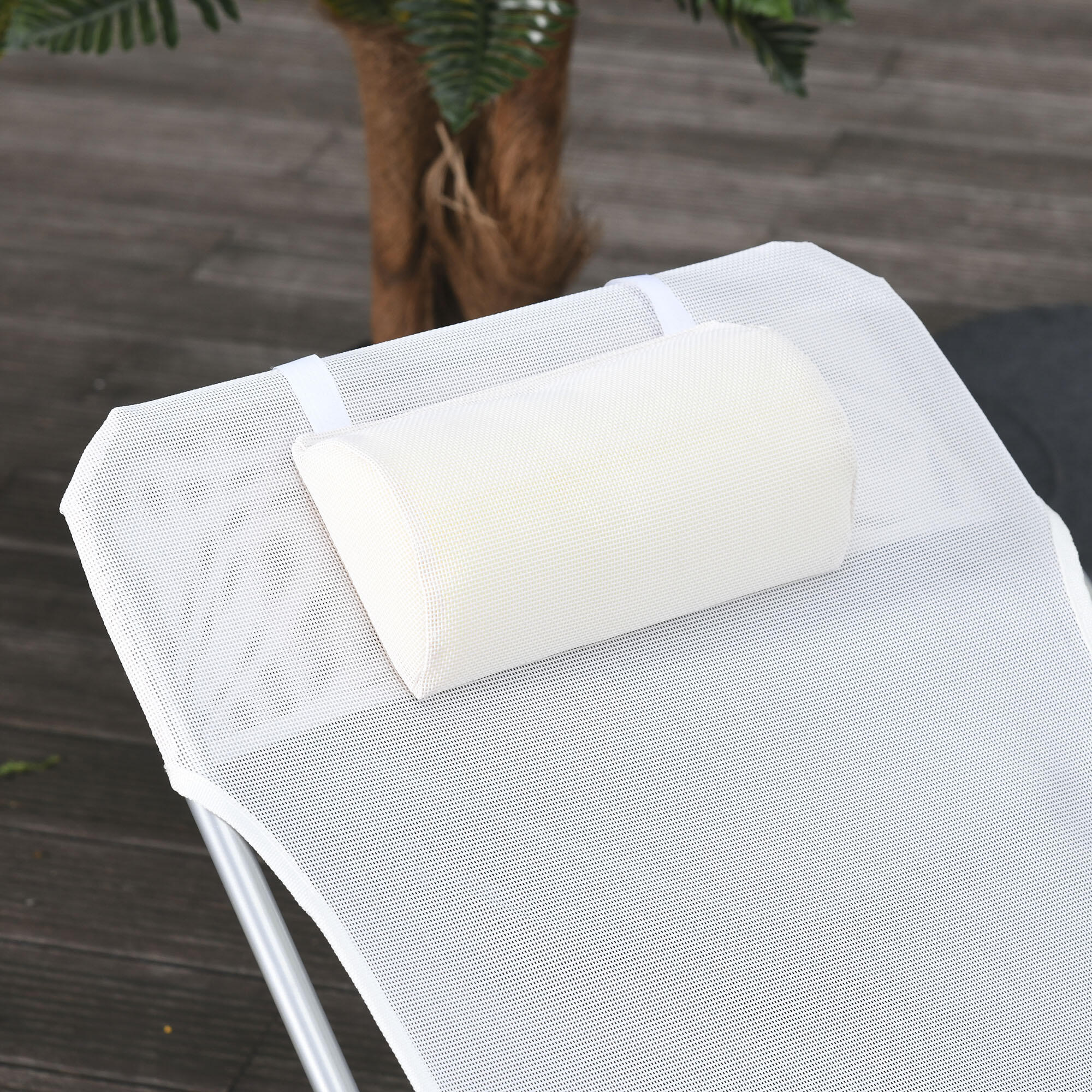 Outsunny Sdraio da Esterno Pieghevole con Schienale Reclinabile e Cuscino Crema 7/7