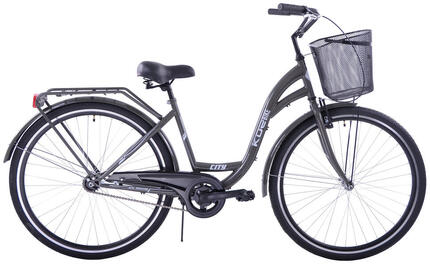 Rower miejski damski 28 KOZBIKE V-Brake grafitowy kosz i akcesoria