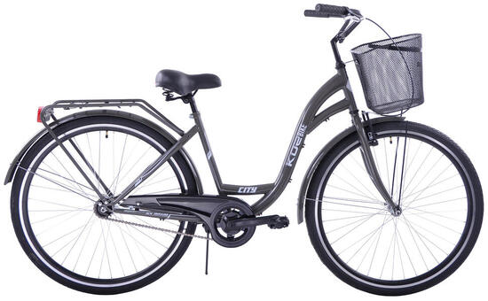 Rower miejski damski 28 KOZBIKE V-Brake grafitowy kosz i akcesoria