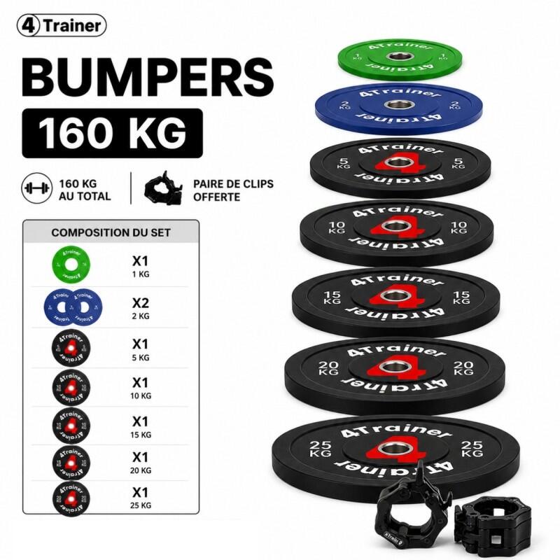 PACK BUMPER PLATES 160KG - Disques Olympiques 50mm - (1, 2x2, 5, 10, 15, 20, 25k 2/7