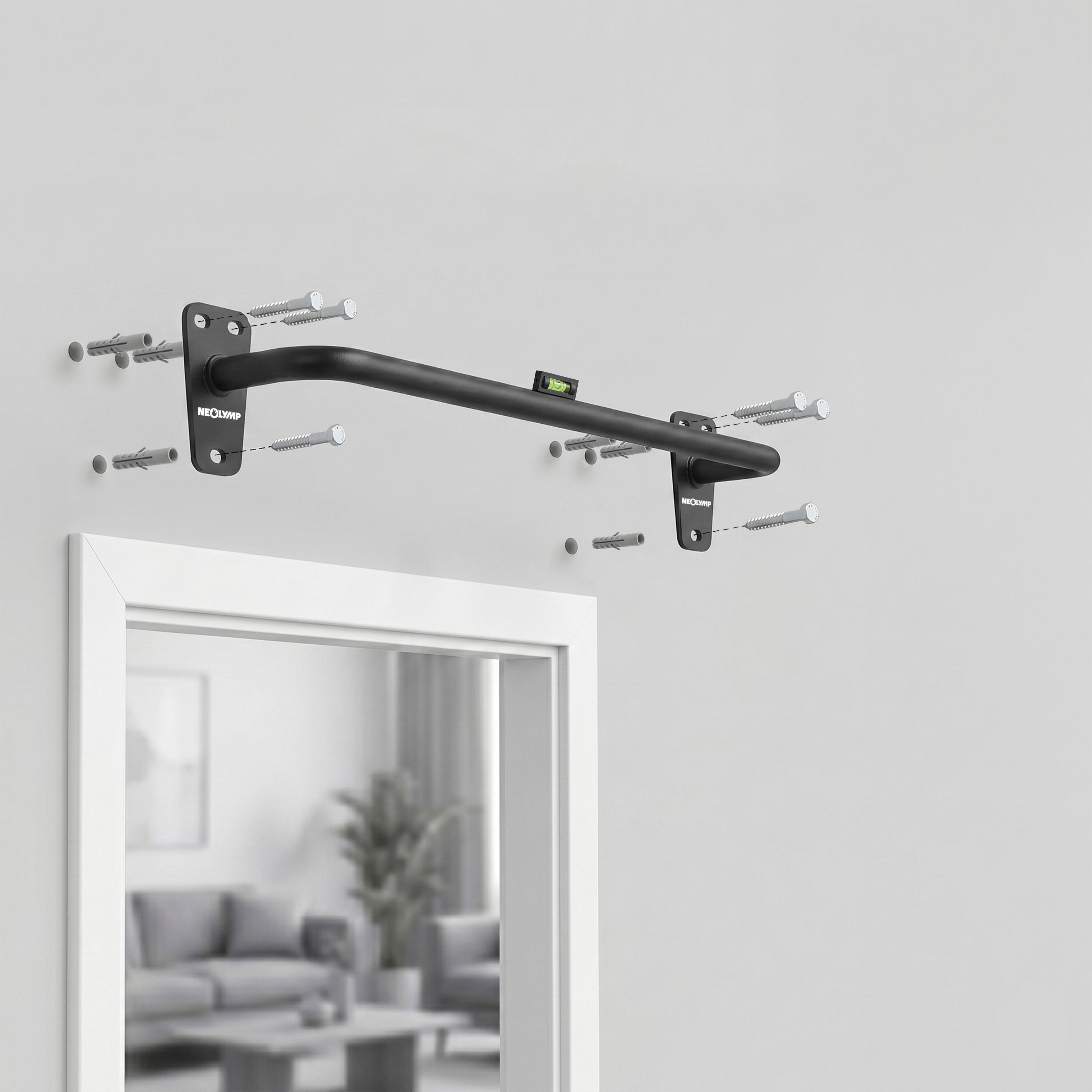 Klimmzugstange zur Wandmontage aus Stahl für Calisthenics und Home Gym Schwarz 2/7
