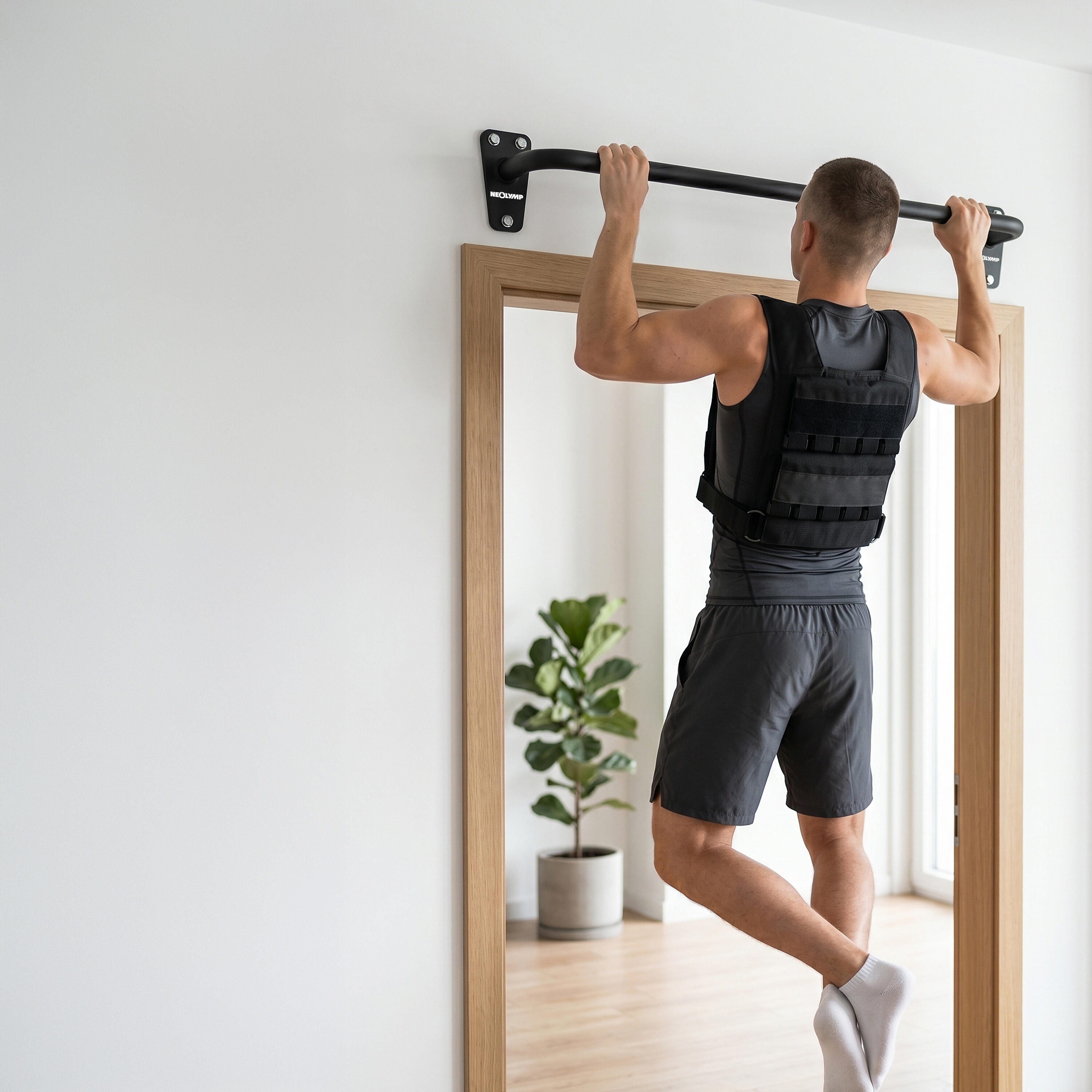 Klimmzugstange zur Wandmontage aus Stahl für Calisthenics und Home Gym Schwarz 5/7