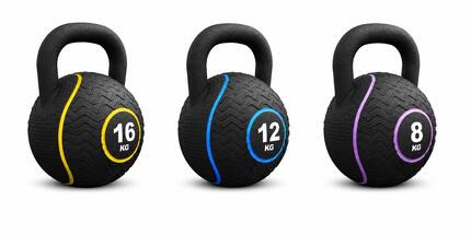 Zestaw 8 kg, 12 kg, 16 kg kettlebell żeliwo z gumową powłoką