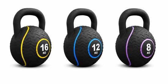 Zestaw 8 kg, 12 kg, 16 kg kettlebell żeliwo z gumową powłoką