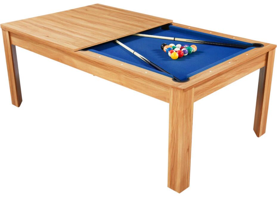 Table de billard convertible 7FT Prego bois clair tapis bleu royal 2/7