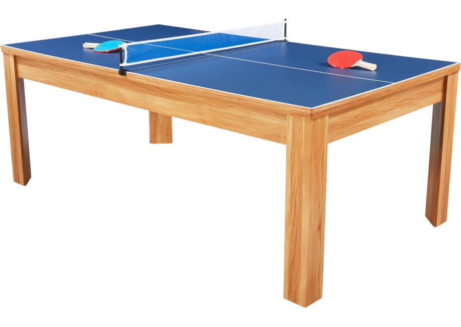 Table de billard convertible 7FT Prego bois clair tapis bleu royal 5/7