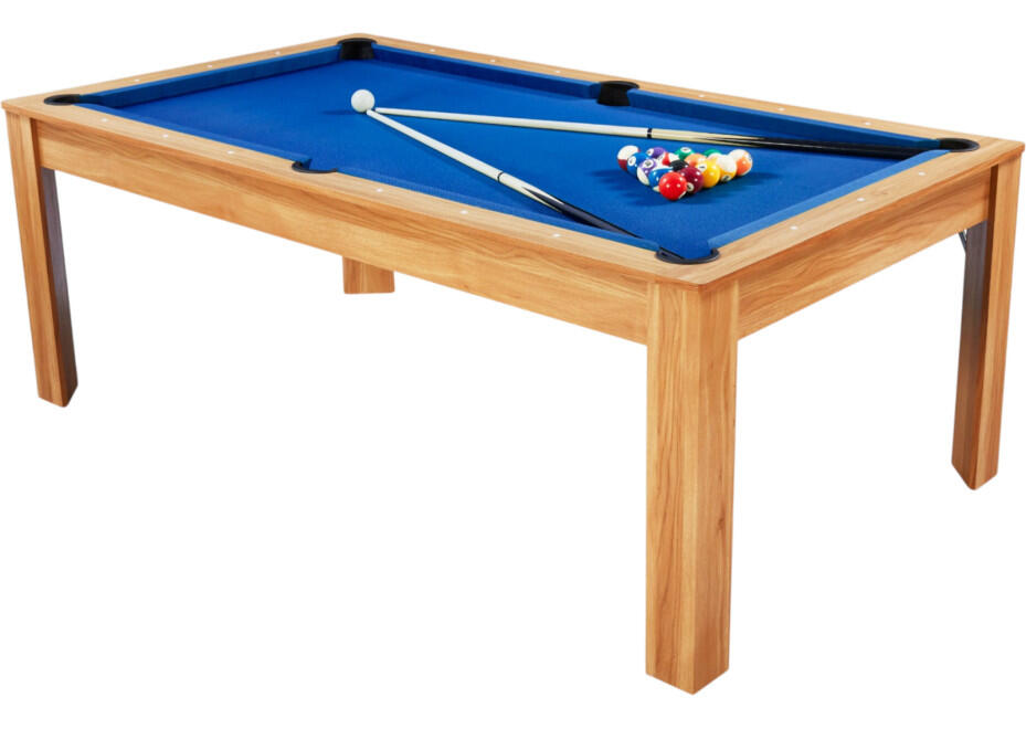 Table de billard convertible 7FT Prego bois clair tapis bleu royal 4/7