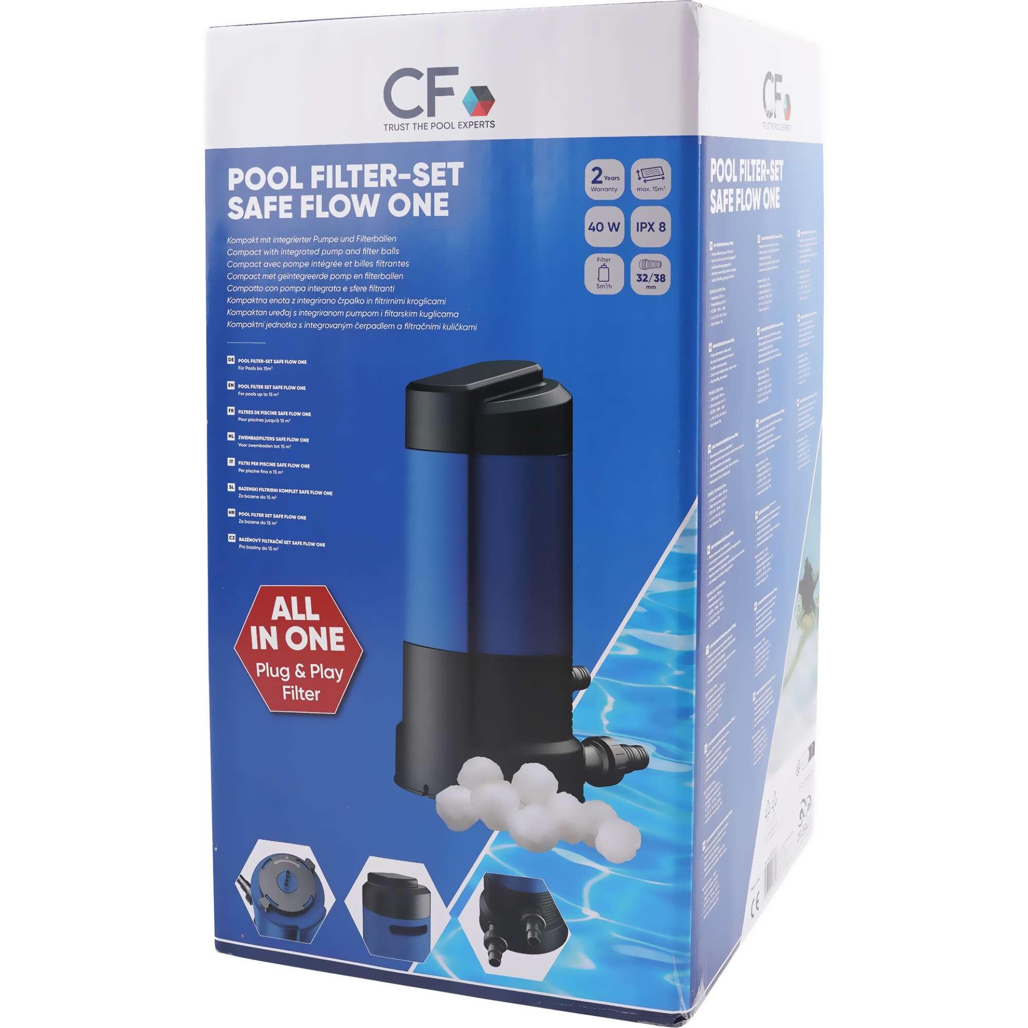 Pool Filter Set Safe Flow One 6m³/h 40W, inklusive Filterbälle 3/7