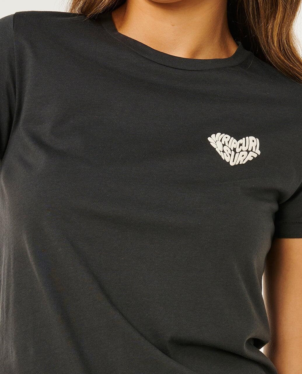 T-shirt Mulher Rc Heart Logos - Washed Black 5/7