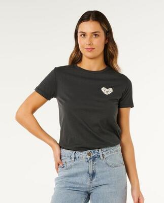 T-shirt dames rc heart logos - washed black