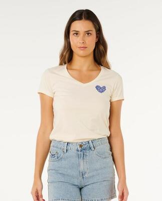 T-shirt dames rc heart col v - super pink