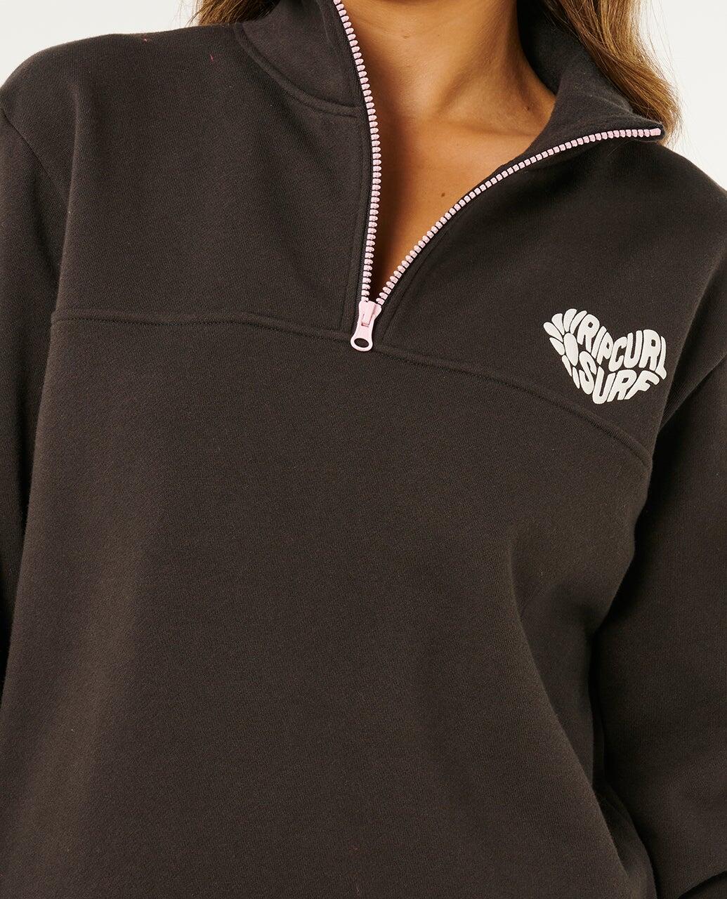 Sweatshirt Mulher Rc Heart Half Zip - Washed Black 5/7