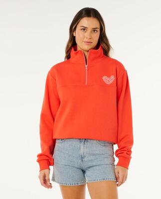 Sweatshirt dames rc heart half zip - peach