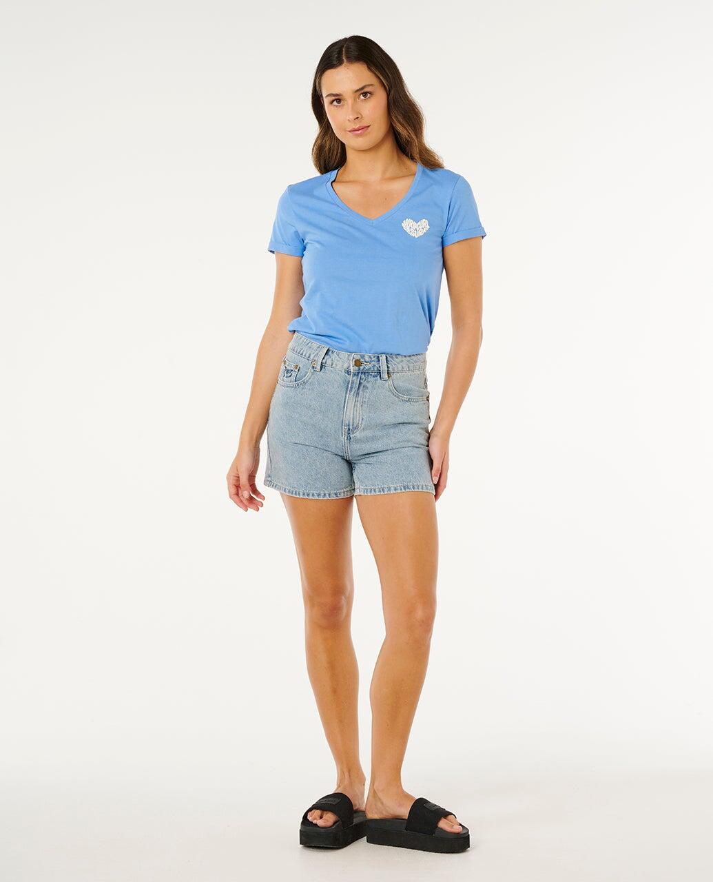 T-shirt Donna Rc Heart col V - Cornflower Blue 4/7