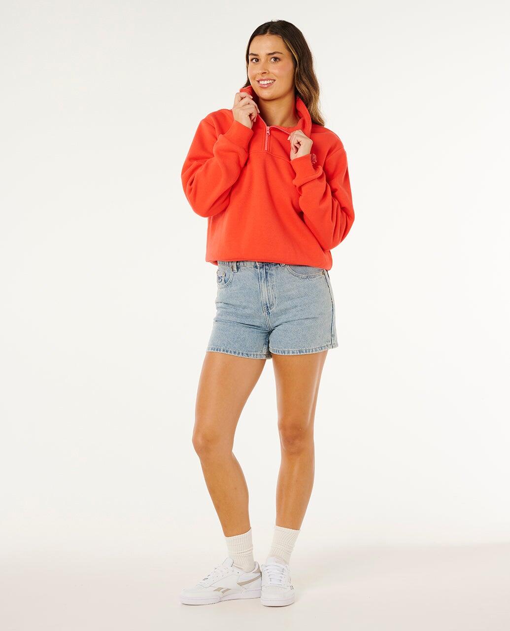 Sweatshirt Mulher Rc Heart Half Zip - Red 4/7