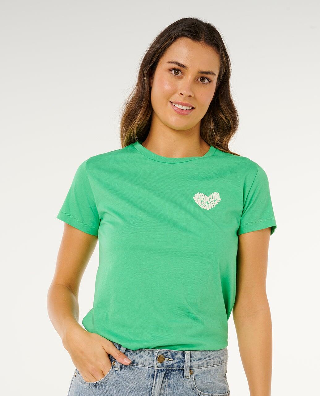 T-shirt Donna Rc Heart Logos - Green 6/7
