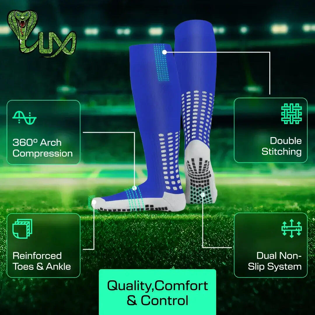 Voetbalsokken met Grip – Kniehoogte – Blauw 3/7