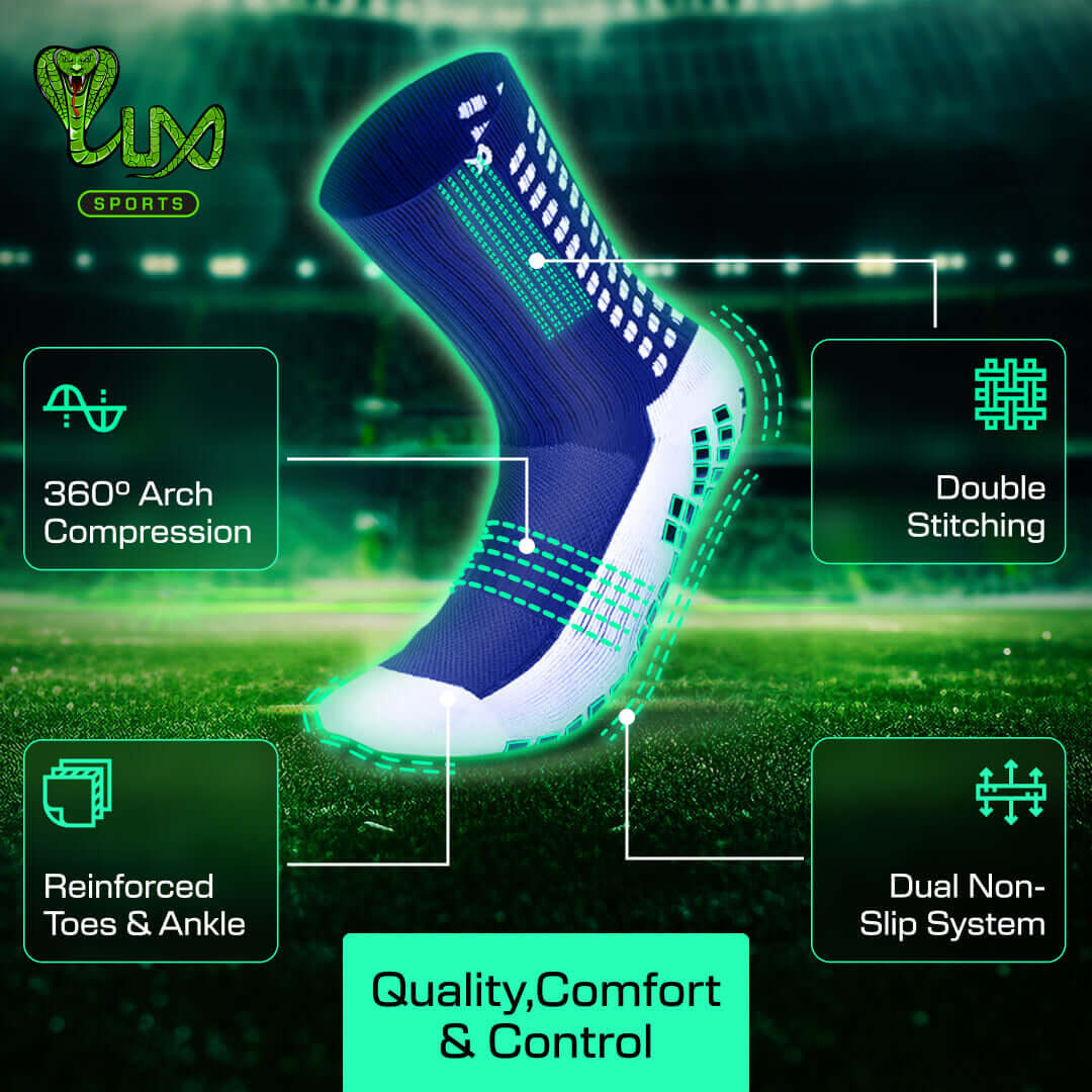 Voetbalsokken met Grip – Kuitlengte – Blauw 3/7