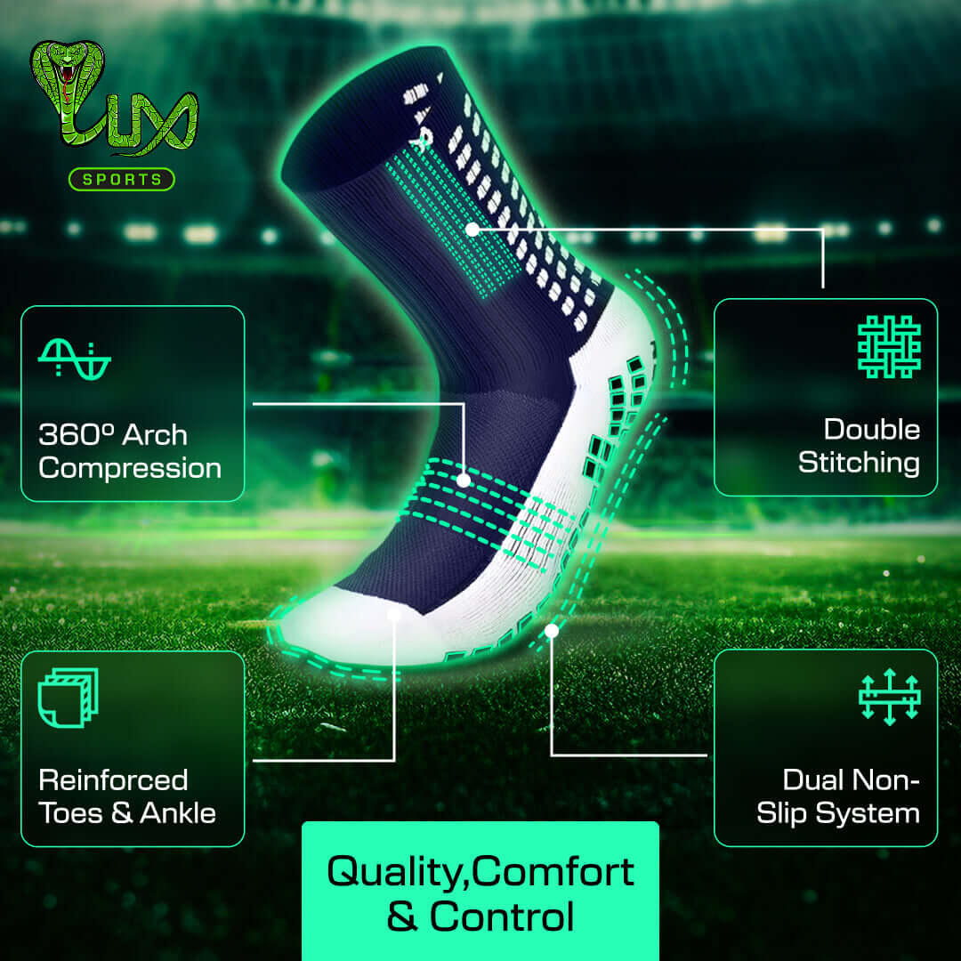 Chaussettes de football grip – mi-mollet – Bleu marine 2/7