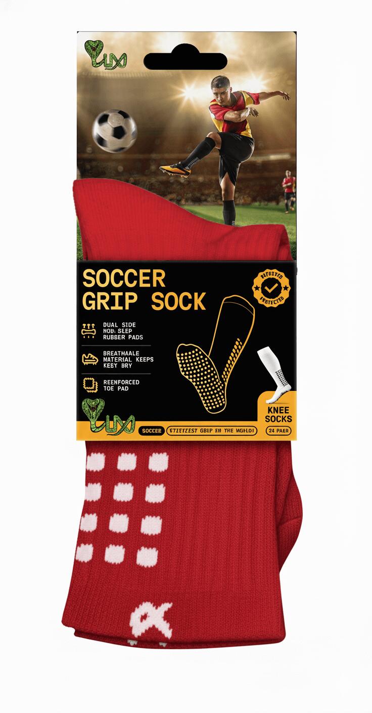 Voetbalsokken met Grip – Kniehoogte – Rood 2/7