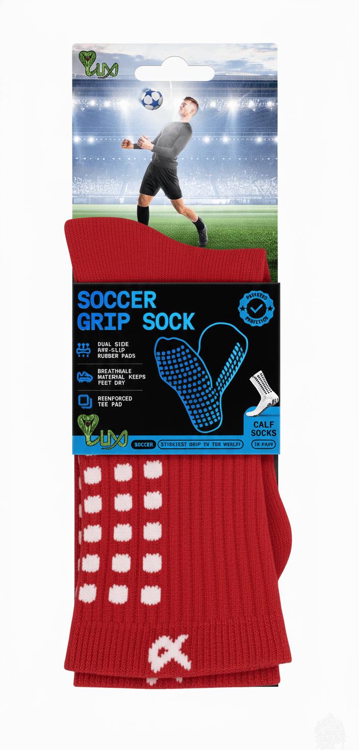 Voetbalsokken met Grip – Kuitlengte – Rood 2/7