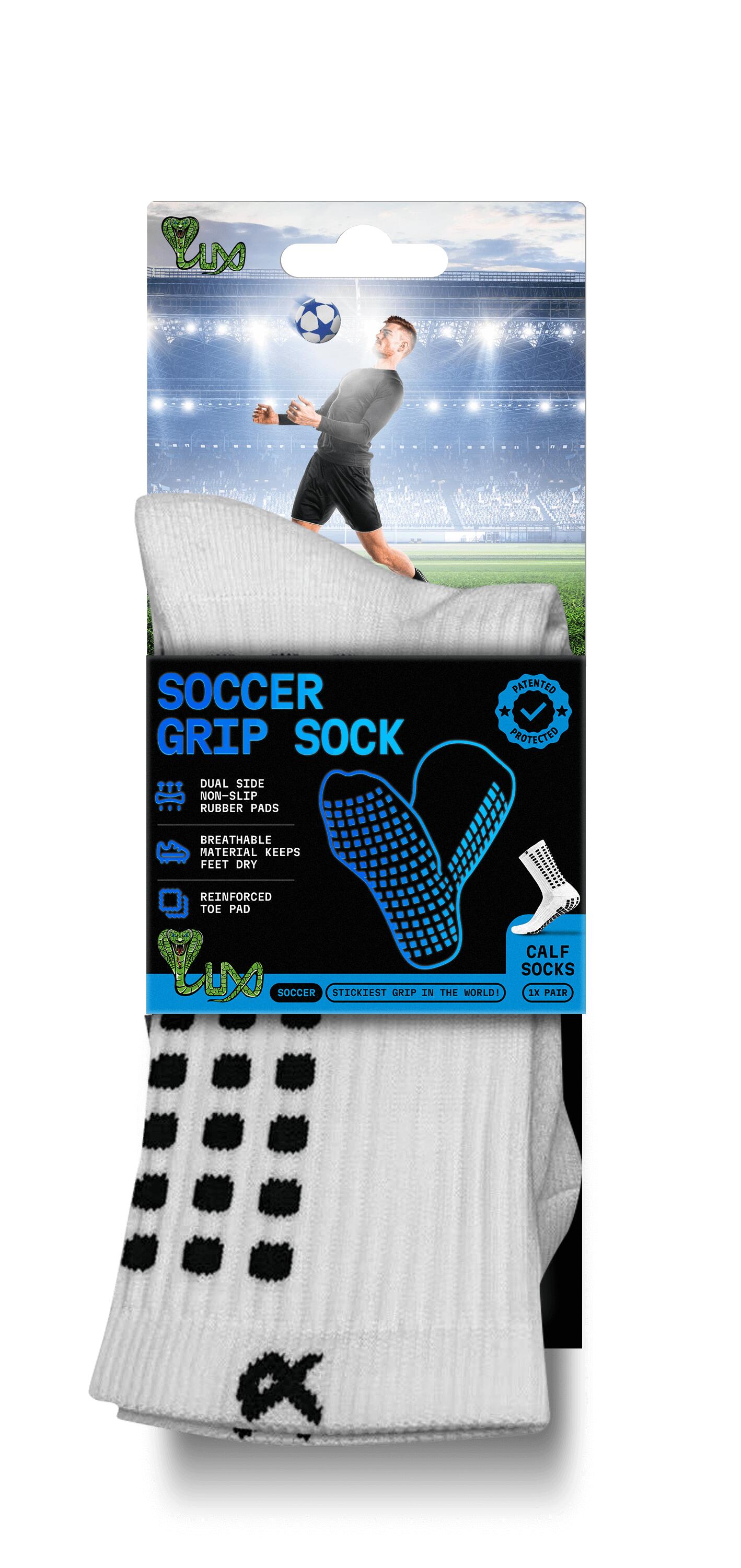 Chaussettes de football grip – mi-mollet – Blanc - S 2/7