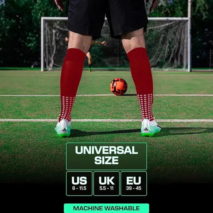 Voetbalsokken met Grip – Kniehoogte – Rood 6/7
