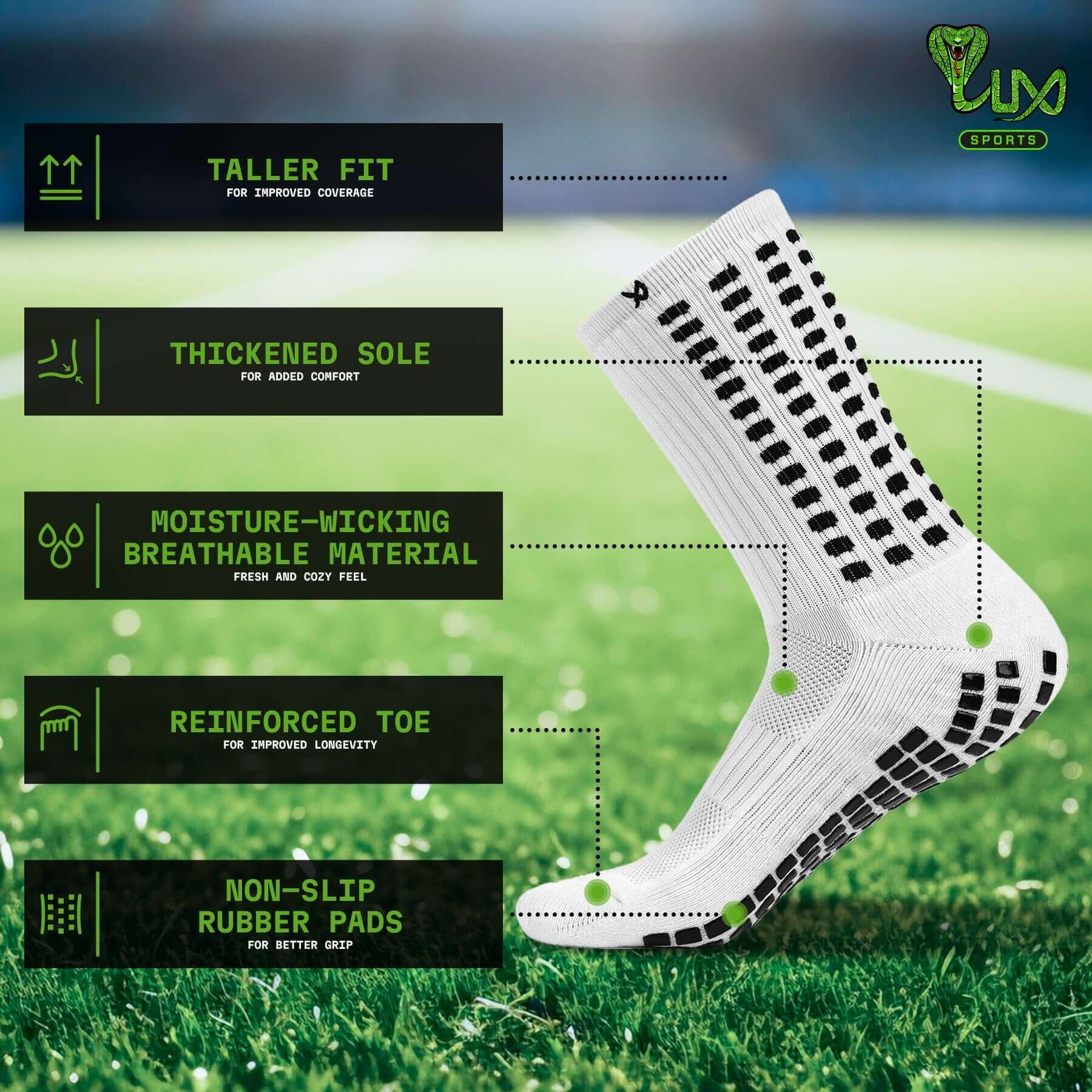 Chaussettes de football grip – mi-mollet – Blanc - S 5/7
