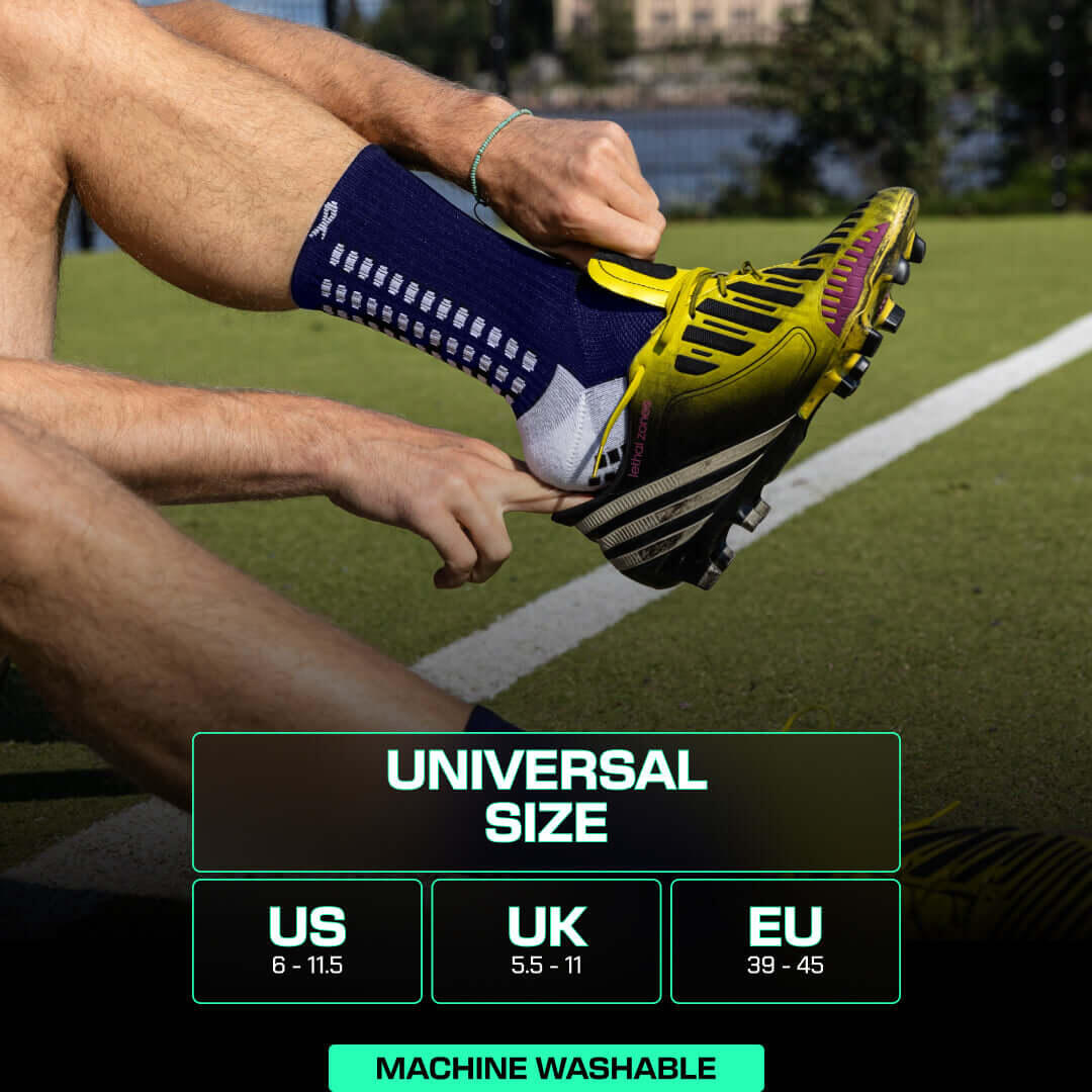 Chaussettes de football grip – mi-mollet – Bleu marine 6/7