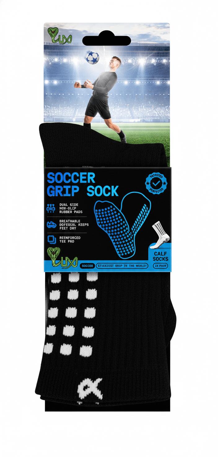 Voetbalsokken met Grip – Kuitlengte – Zwart - S 2/6