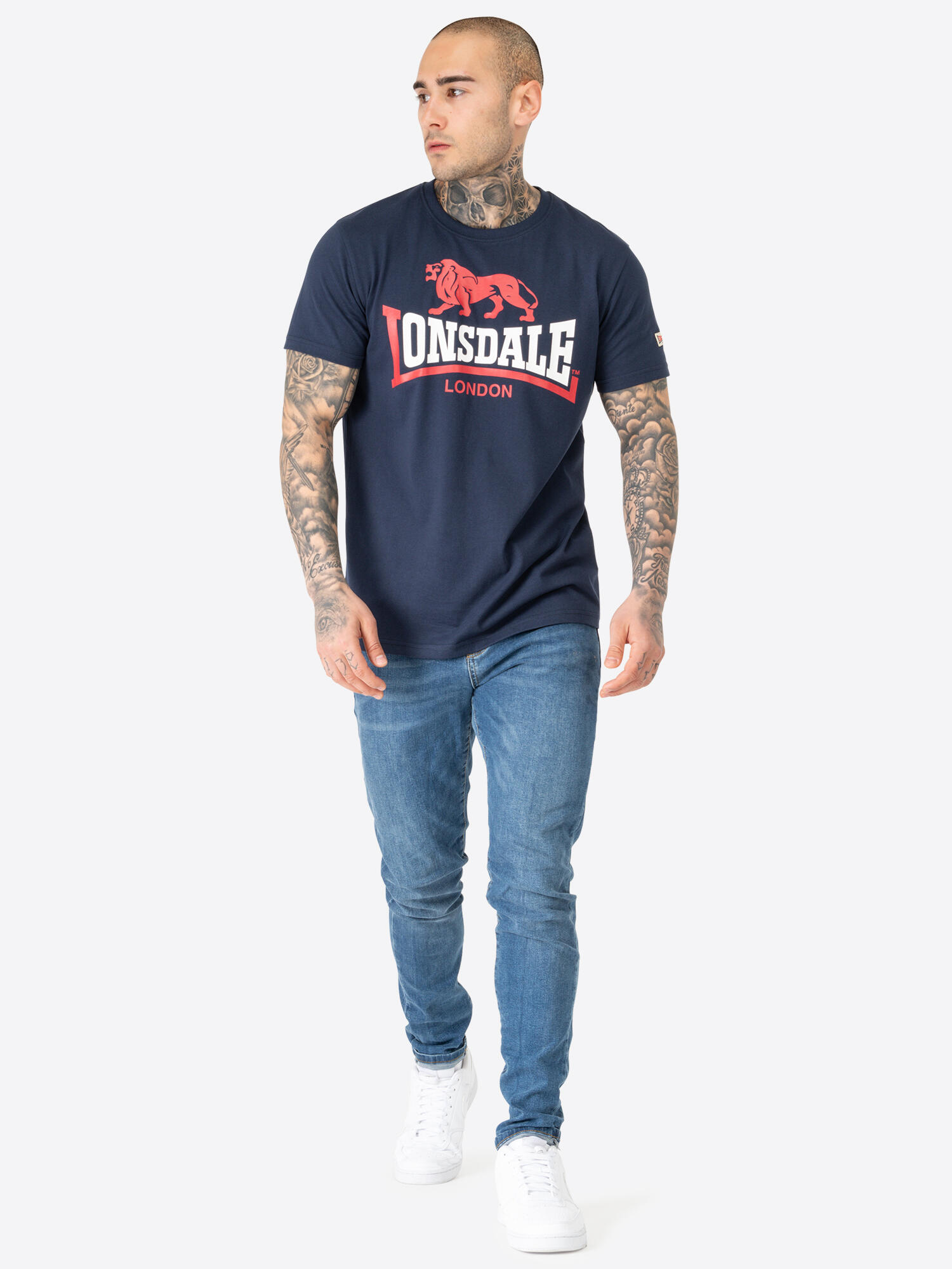 LONSDALE Heren-T-shirt normale pasvorm LEEUW TWEE TOON 3/5