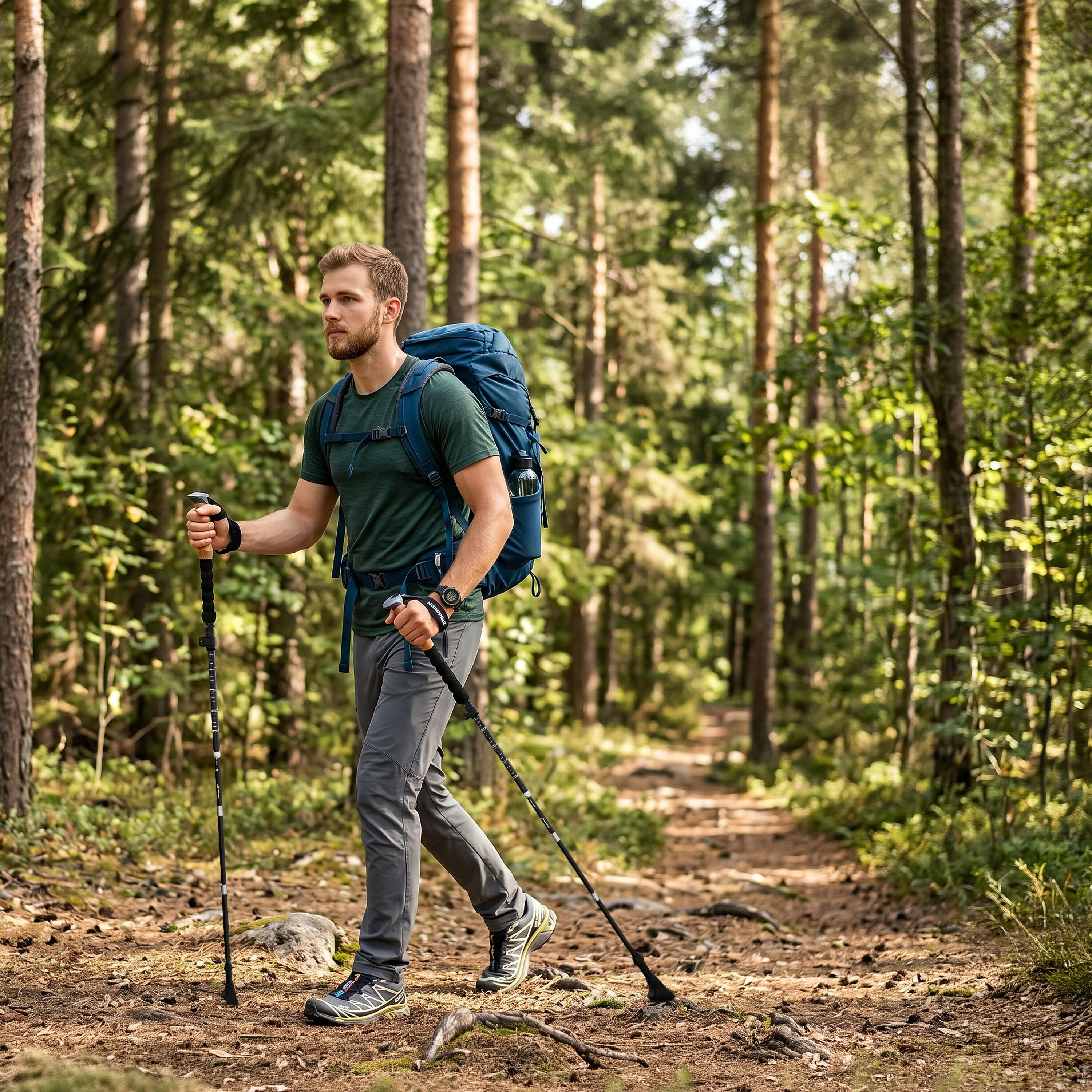 Wanderstöcke faltbar aus Carbon 135 cm mit Korkgriff & Wolframspitze 4/7