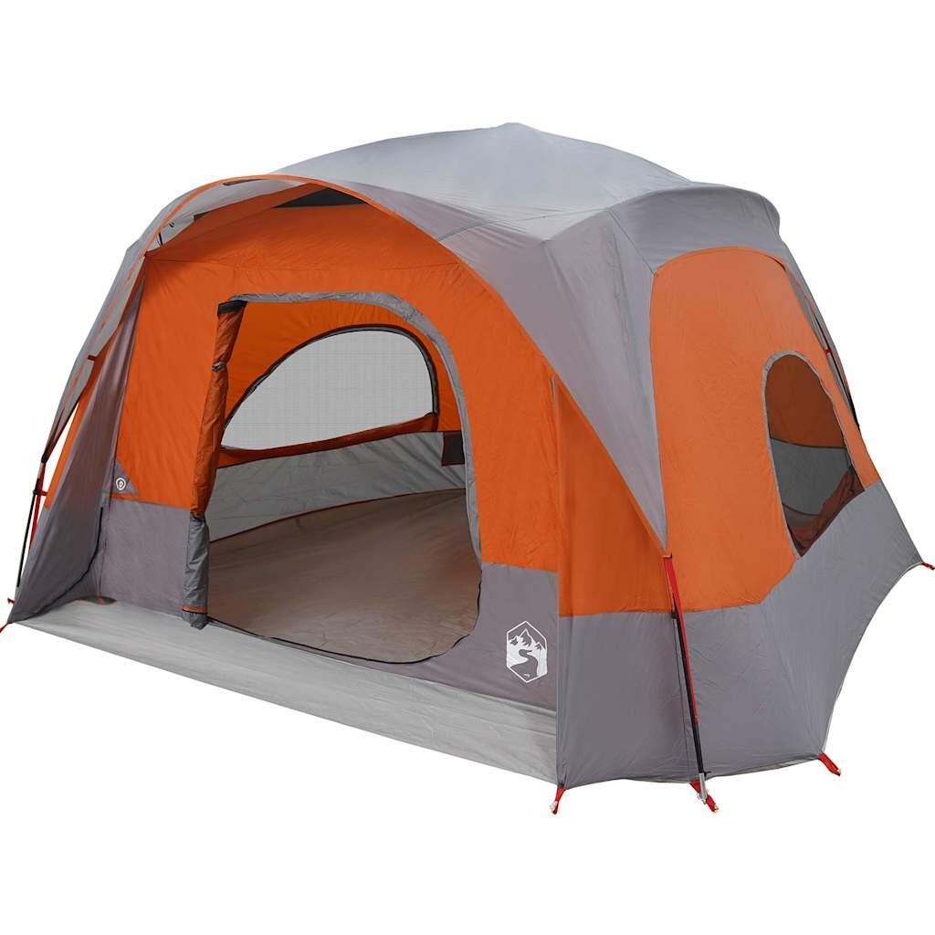 VidaXL Tienda familiar 6 personas impermeable gris y naranja 3/7