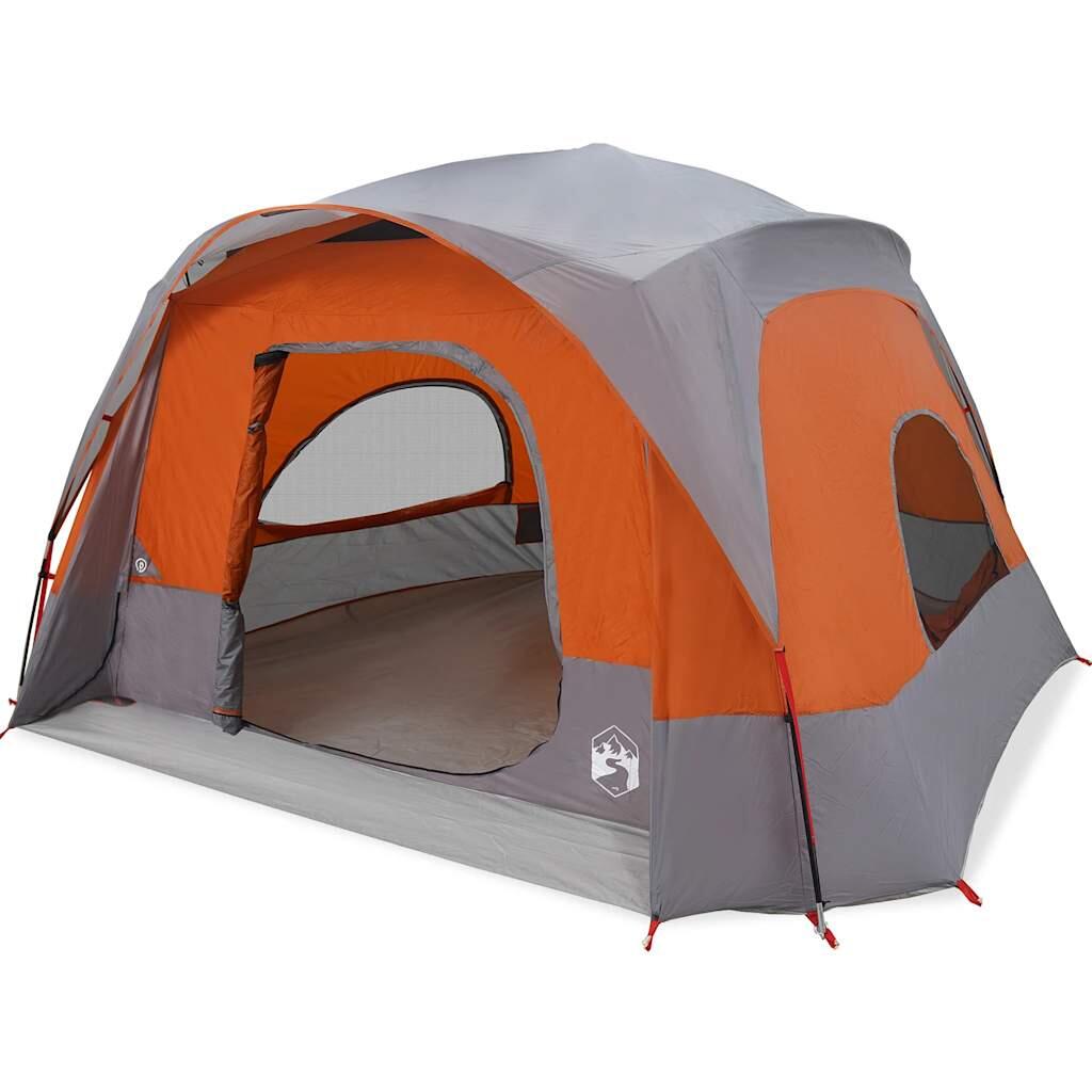 VidaXL Tienda familiar 6 personas impermeable gris y naranja 2/7