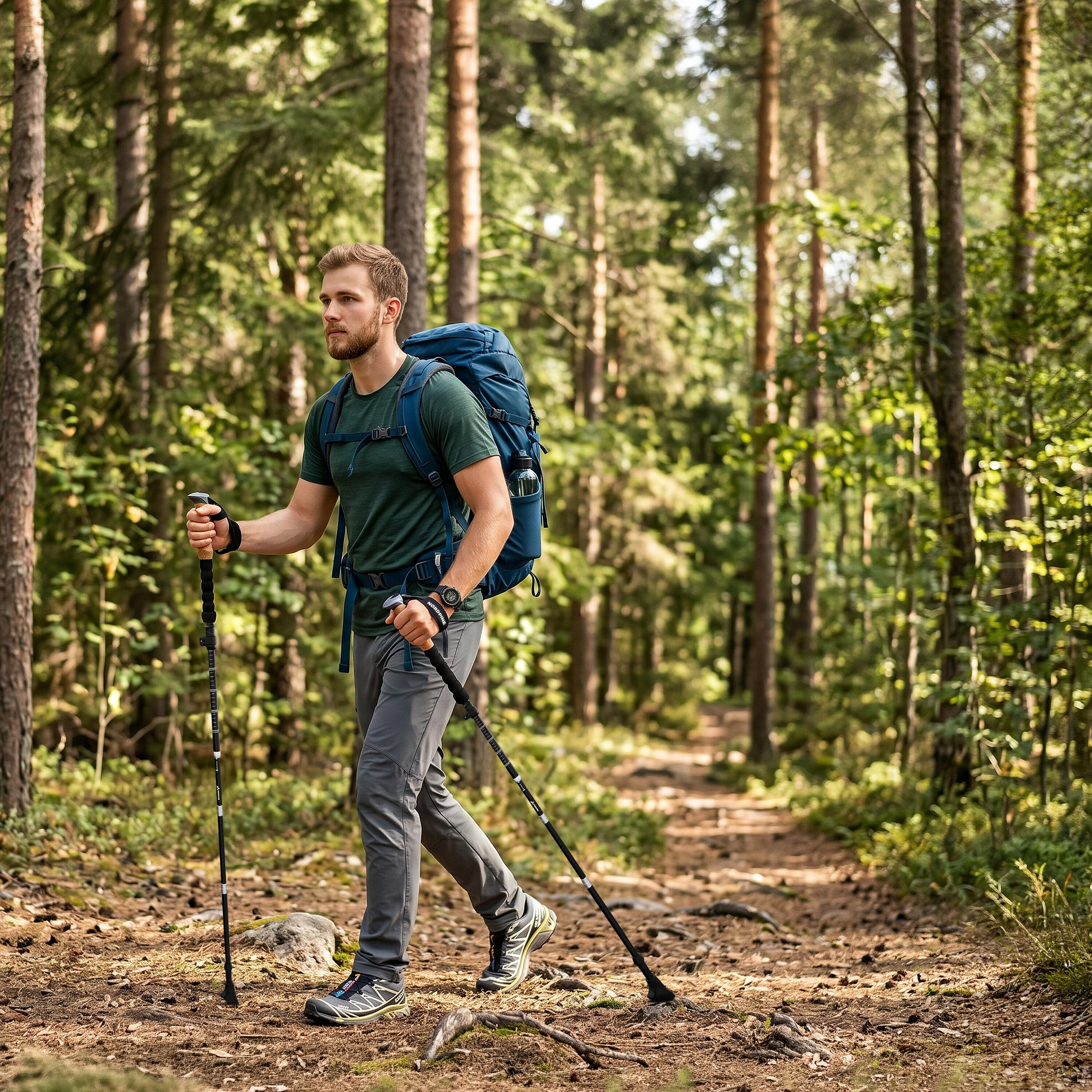 Wanderstöcke faltbar aus Aluminium 120 cm mit Korkgriff & Wolframspitze 4/7