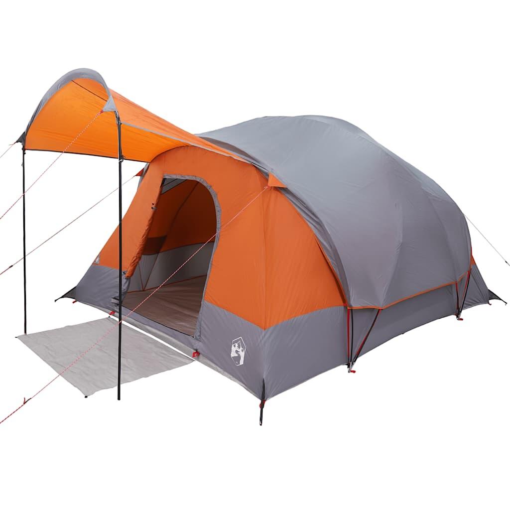 Tienda túnel VidaXL para 8 personas, impermeable, gris y naranja 3/7
