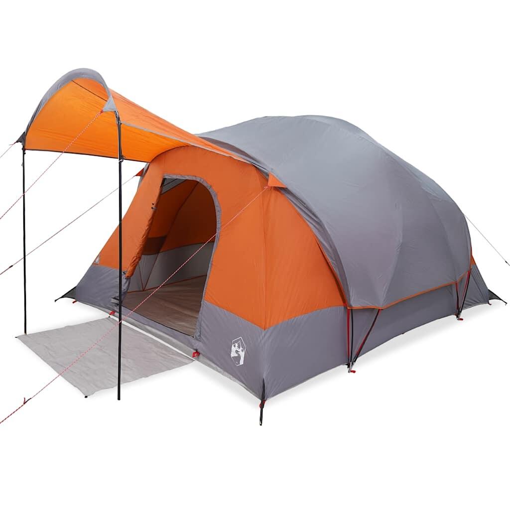Tienda túnel VidaXL para 8 personas, impermeable, gris y naranja 2/7