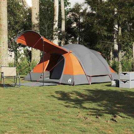 VidaXL Tunnelzelt 8-Personen wasserdicht Grau-Orange