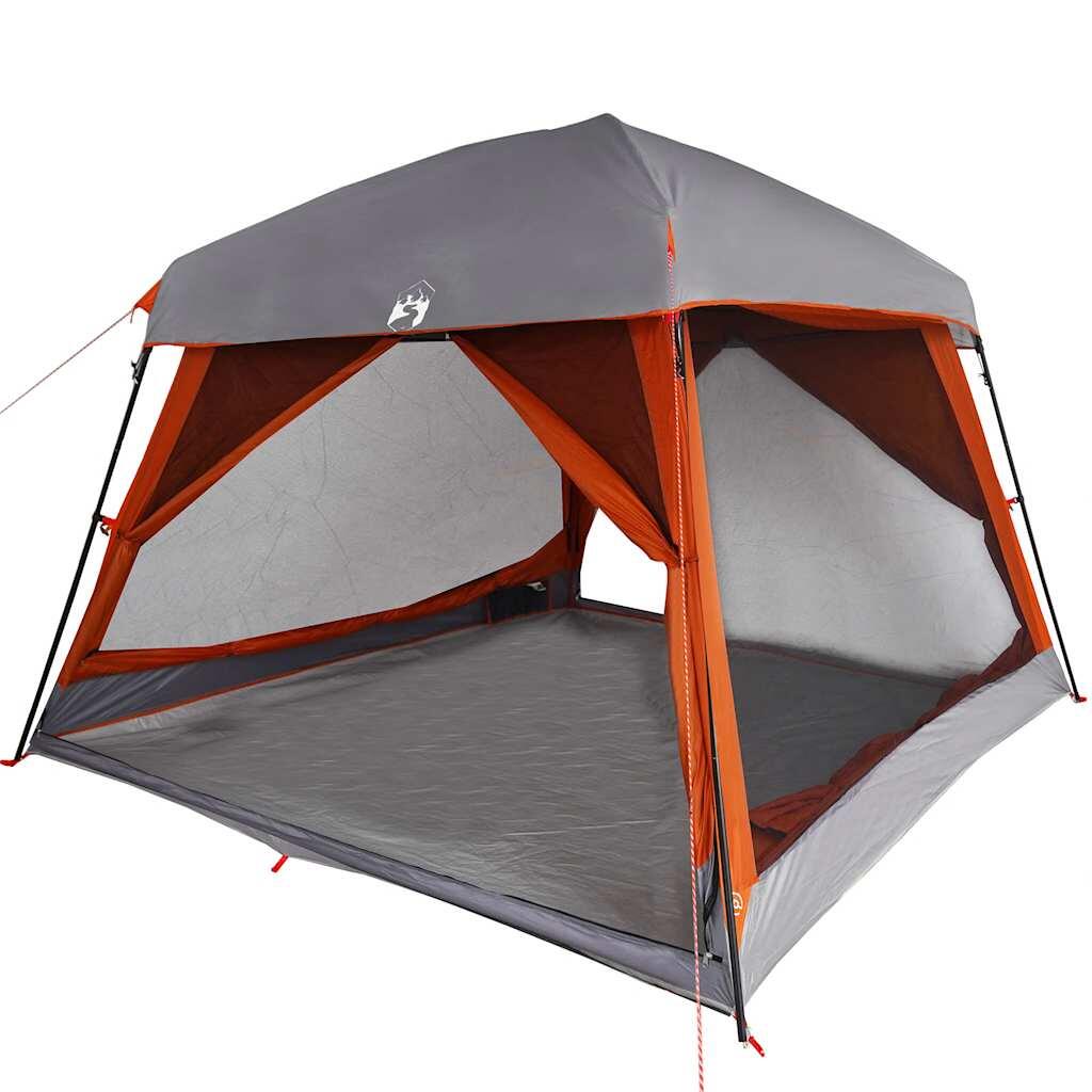 VidaXL Familienzelt 6 Personen, wasserdicht, Grau-Orange 3/7