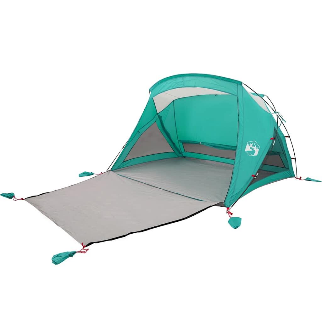 VidaXL tienda de playa impermeable para 2 personas, verde mar 3/7