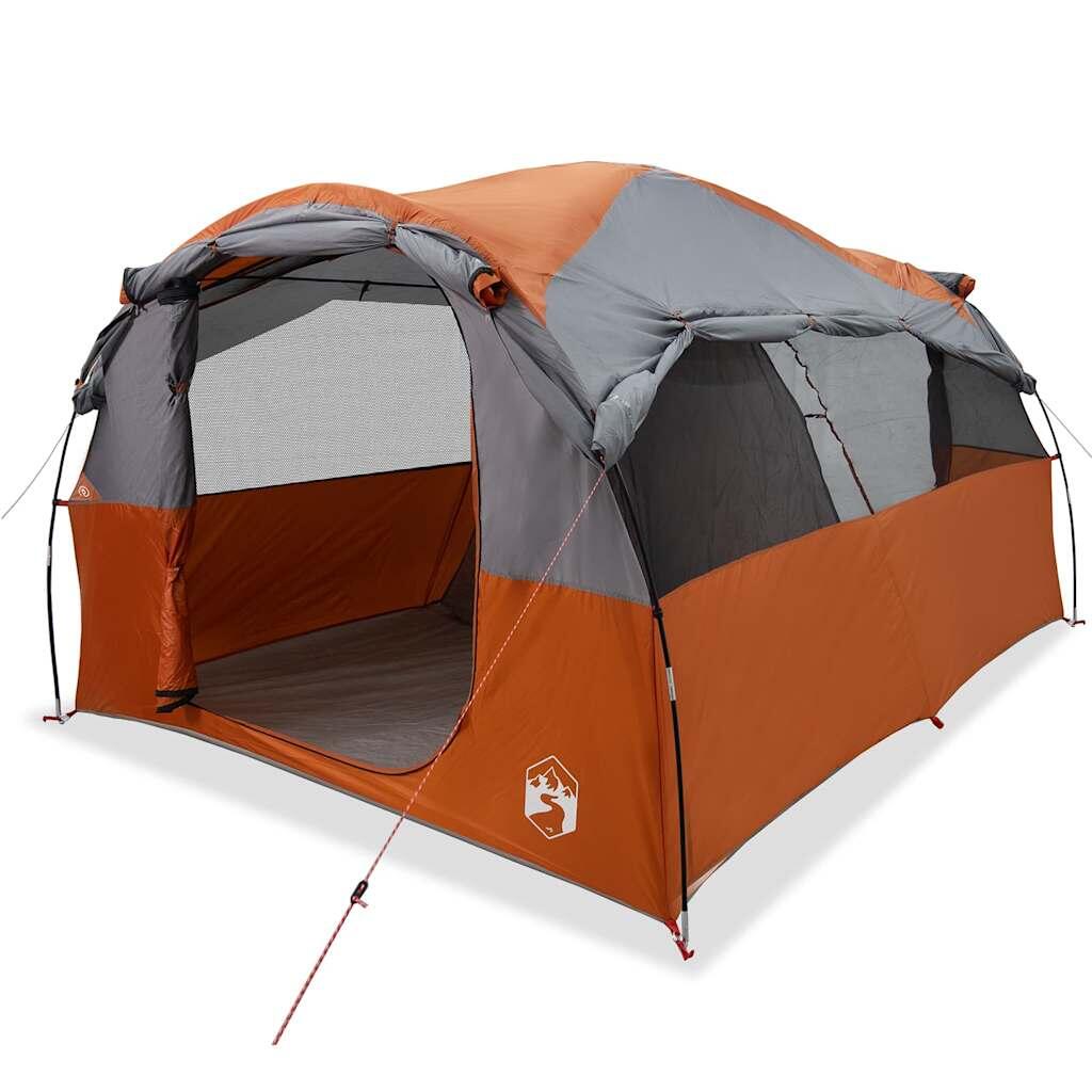 Tienda túnel VidaXL para 6 personas, impermeable, gris y naranja 2/7