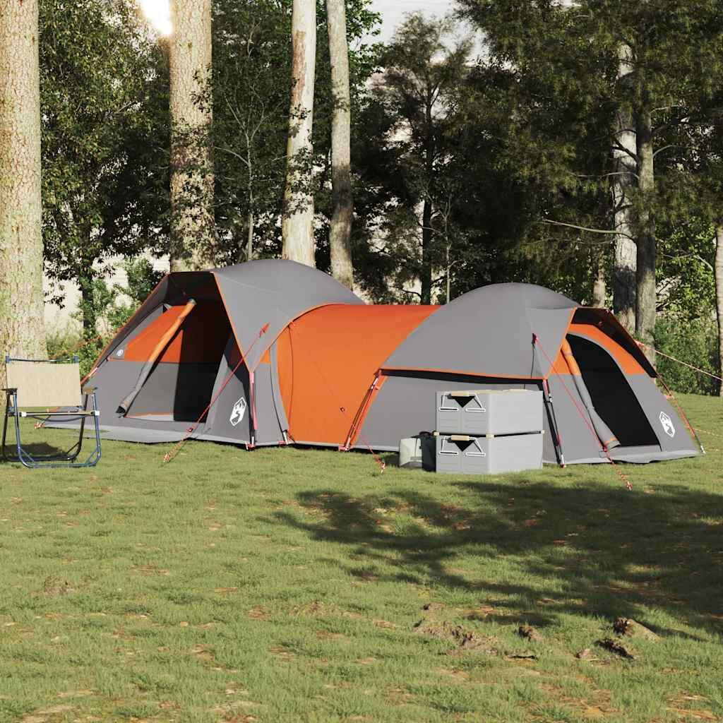 VidaXL Tienda de camping 5 personas impermeable gris y naranja 3/7