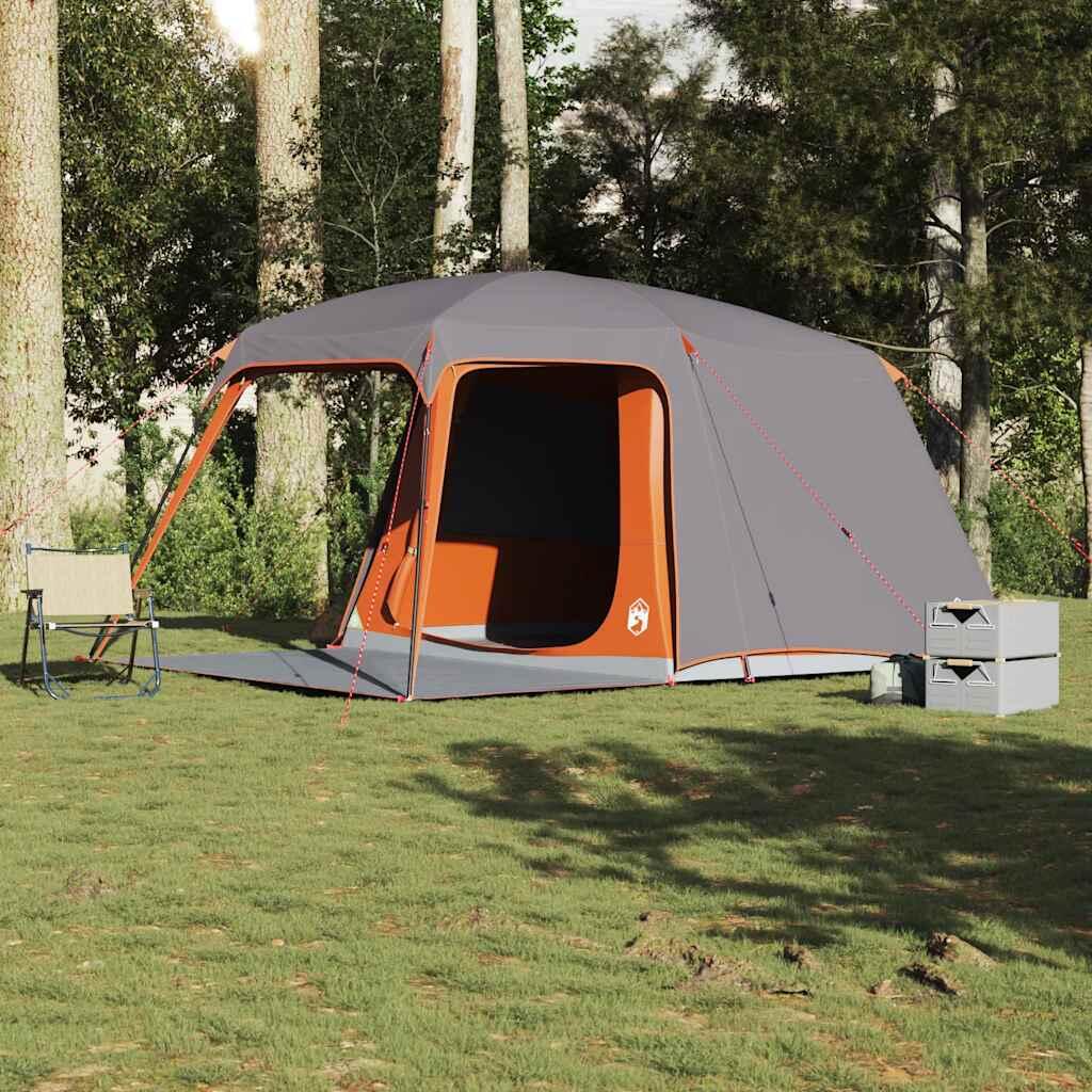 VidaXL Campingzelt mit Verandakuppel 5 Personen wasserdicht grau-orange 3/7