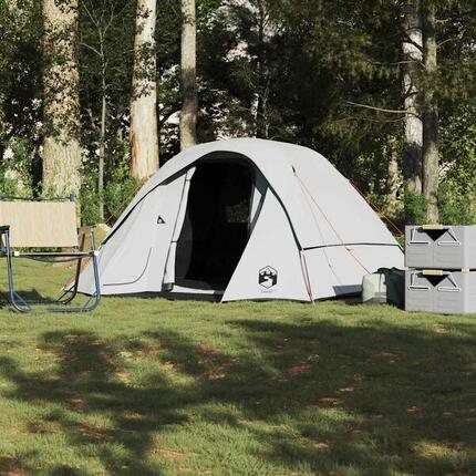 VidaXL Campingzelt Hütte 4-Personen, Verdunkelungsstoff Weiß, wasserdicht