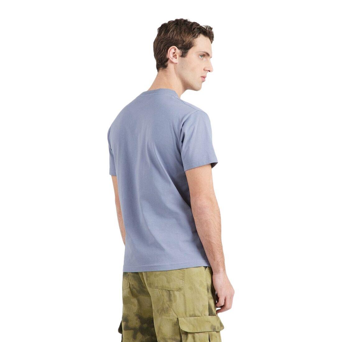 Camiseta Azul Ahumado Vans Left Chest Glacial Slate Básica de Corte Regular 3/4