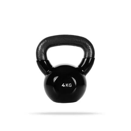 Kettlebell fitness żeliwny winylowy czarny