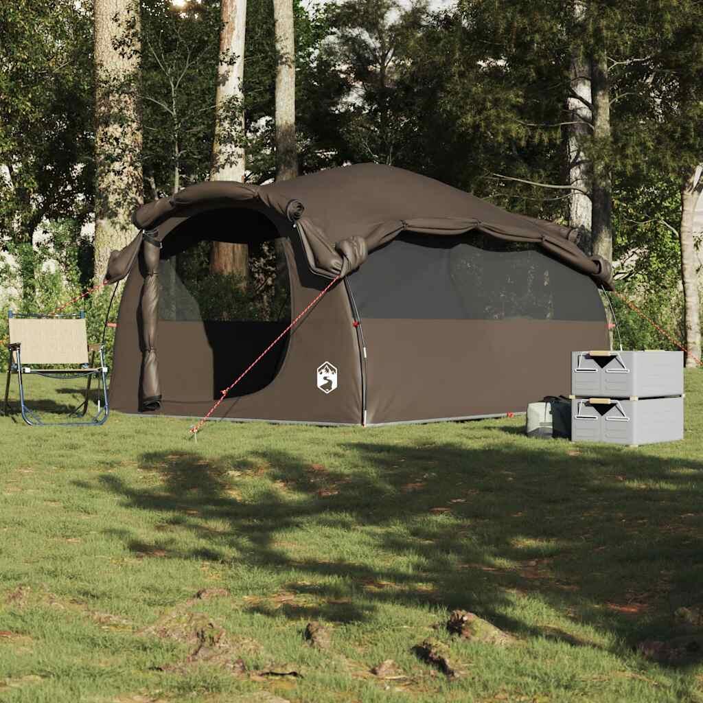 VidaXL Tienda túnel para 6 personas impermeable marrón 3/7