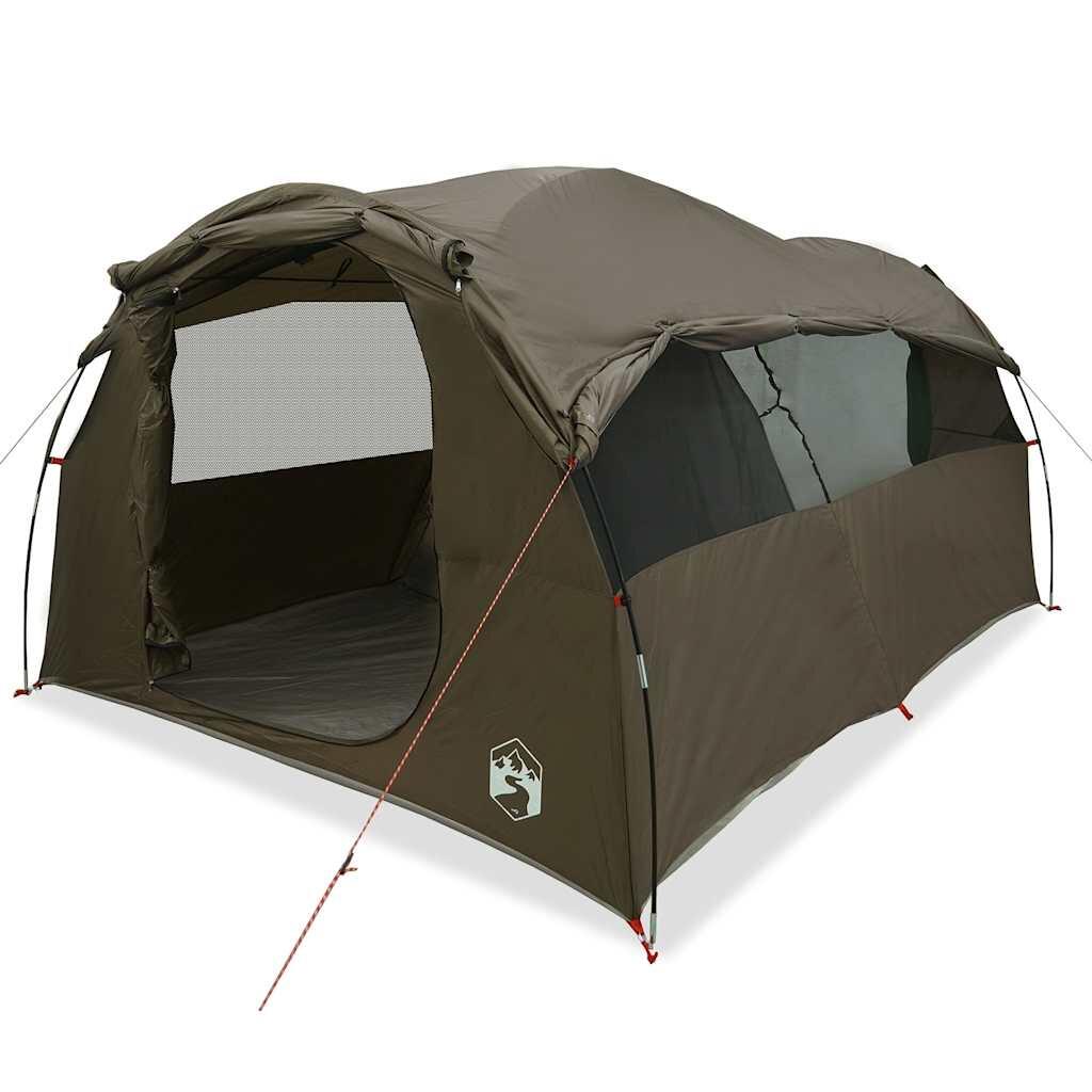 VidaXL Tienda túnel para 6 personas impermeable marrón 2/7