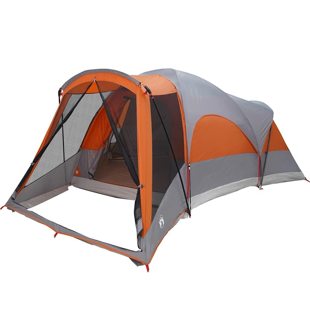 Tente tunnel VidaXL 8 personnes imperméable gris et orange 3/7